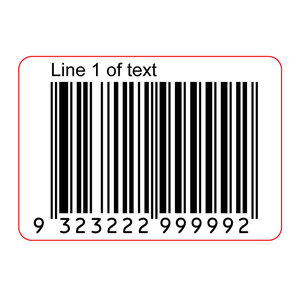 40x28mm EAN13 GS1 Permanent Product Barcode Label with 1 Line Text