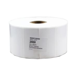 50x25mm Direct Thermal Permanent Label, 2000 per roll, 38mm core