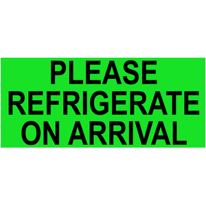 90 x 200mm Please Refrigerate On Arrival Label, 750 per roll