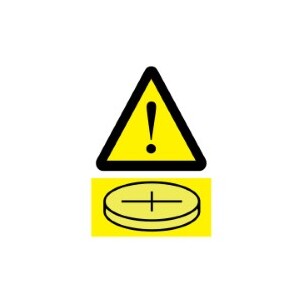28x28mm Button Battery Warning Label, 500 per roll