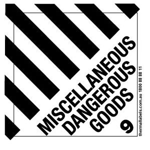 100x100mm Miscellaneous Dangerous Goods 9 Label, 1000 per roll, 76mm core