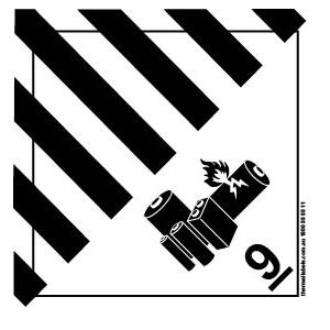 100x100mm Class 9 Lithium Hazard Warning Label, 500 per roll