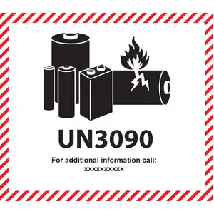 111x126mm Lithium Battery Mark UN3090 Label, 500 per roll (No Additional Information)