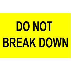 127x200mm Do Not Break Down Label, 500 per roll