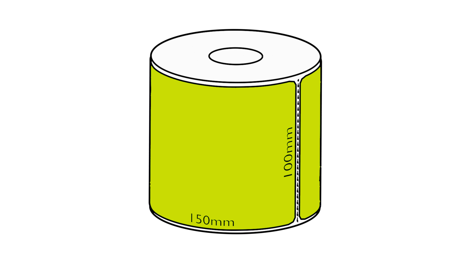 100x150mm Green Direct Thermal Permanent Label, 350 per roll, 38mm core, Perforated