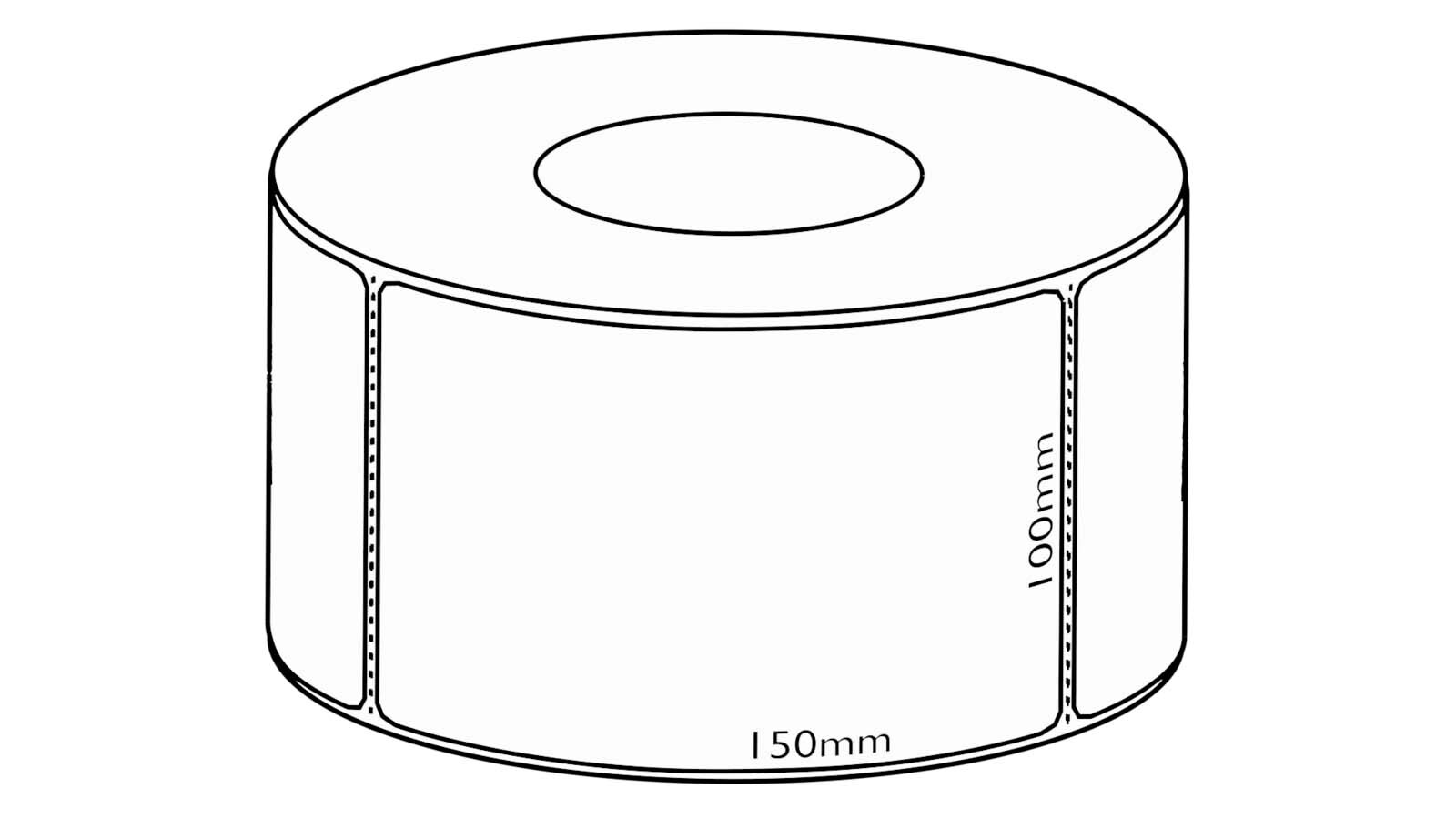 100x150mm Direct Thermal Removable Label, 1000 per roll, 76mm core, Perforated