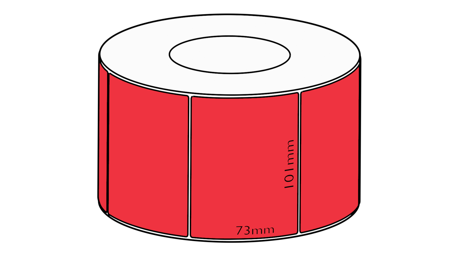 101x73mm Red Direct Thermal Permanent Label, 1500 per roll, 76mm core