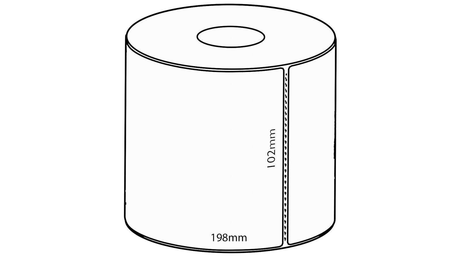102x198mm Transfer Removable Label, 250 per roll, 38mm core, Perforated