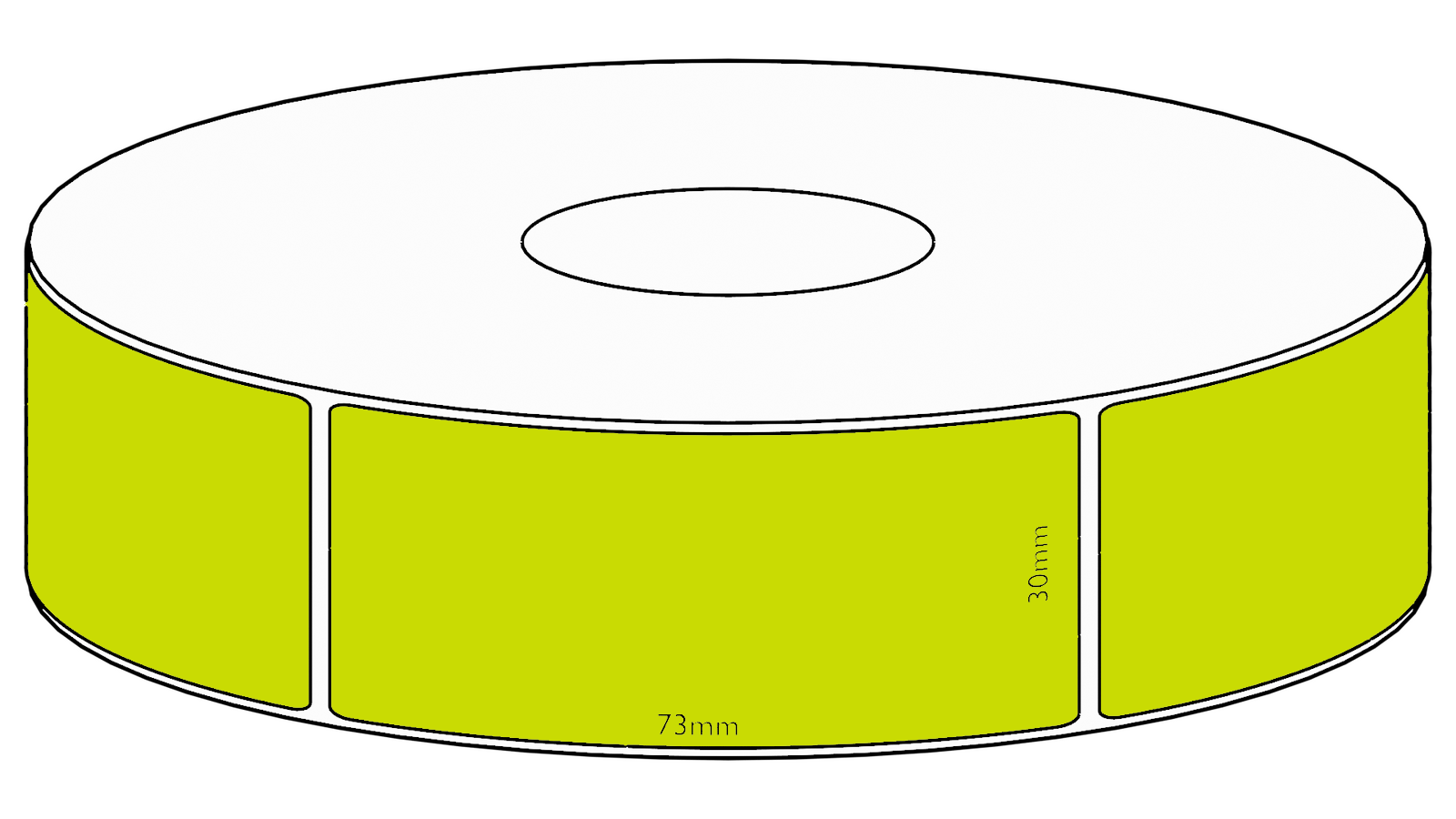 30x73mm Green Direct Thermal Permanent Label, 650 per roll, 38mm core
