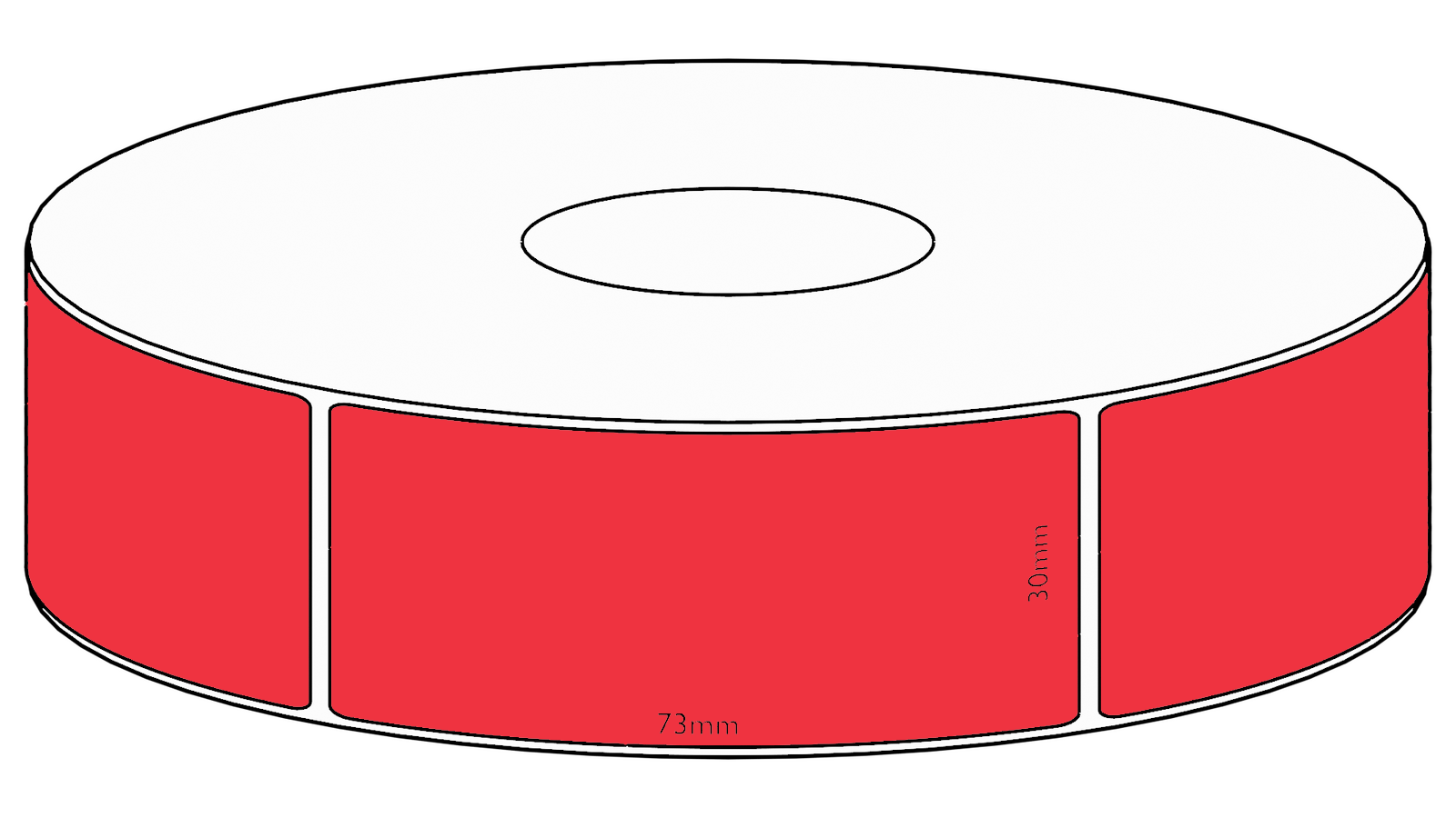 30x73mm Red Direct Thermal Permanent Label, 650 per roll, 38mm core