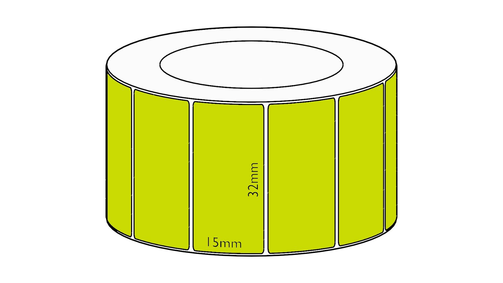 32x15mm Green Direct Thermal Permanent Label, 2800 per roll, 38mm core