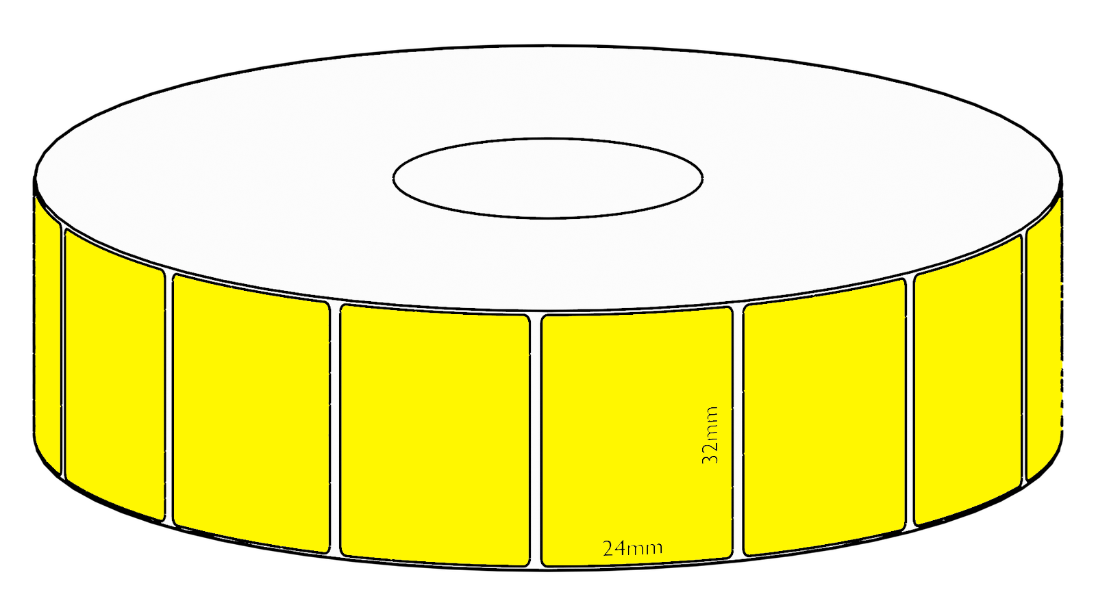 32x24mm Yellow Direct Thermal Permanent Label, 1850 per roll, 38mm core