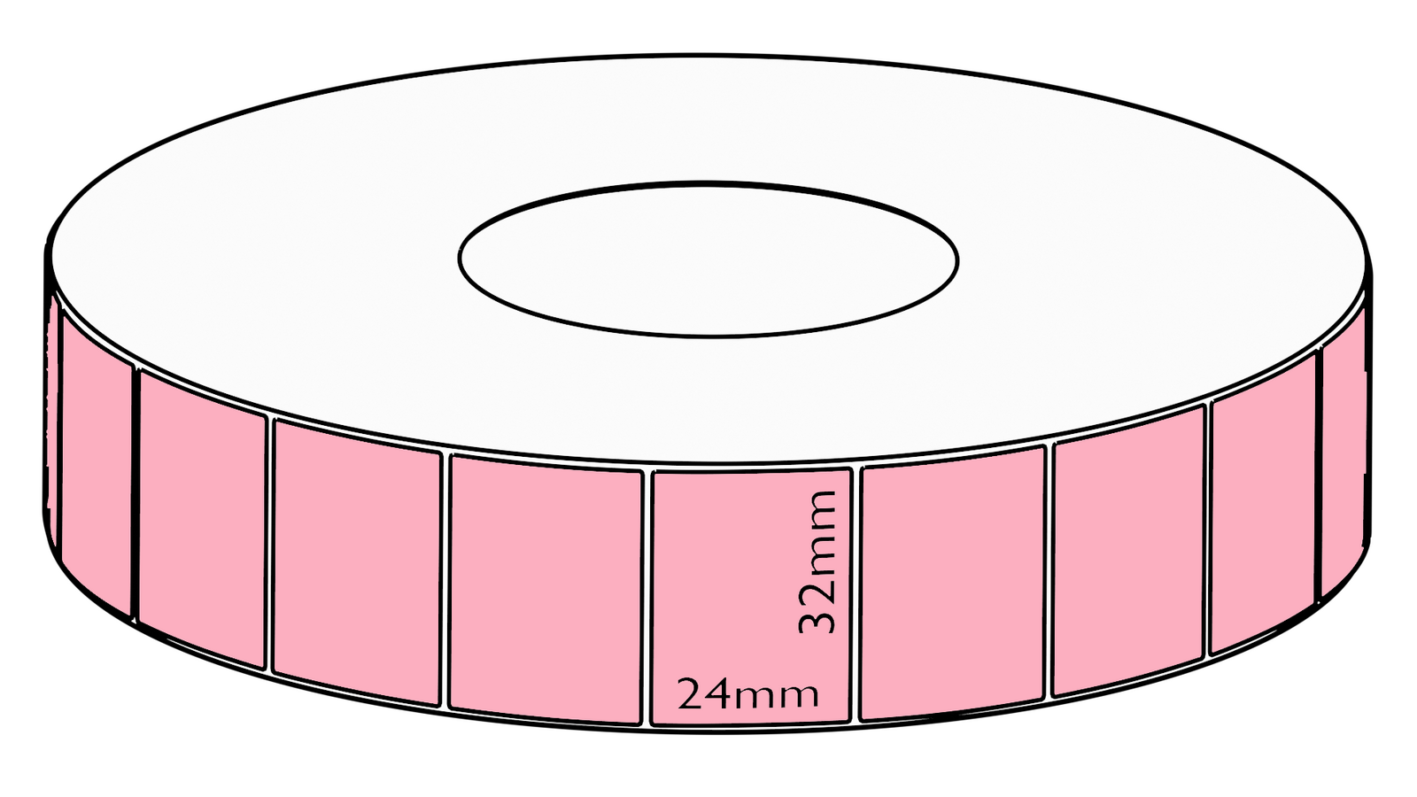 32x24mm Pink Direct Thermal Permanent Label, 5550 per roll, 76mm core