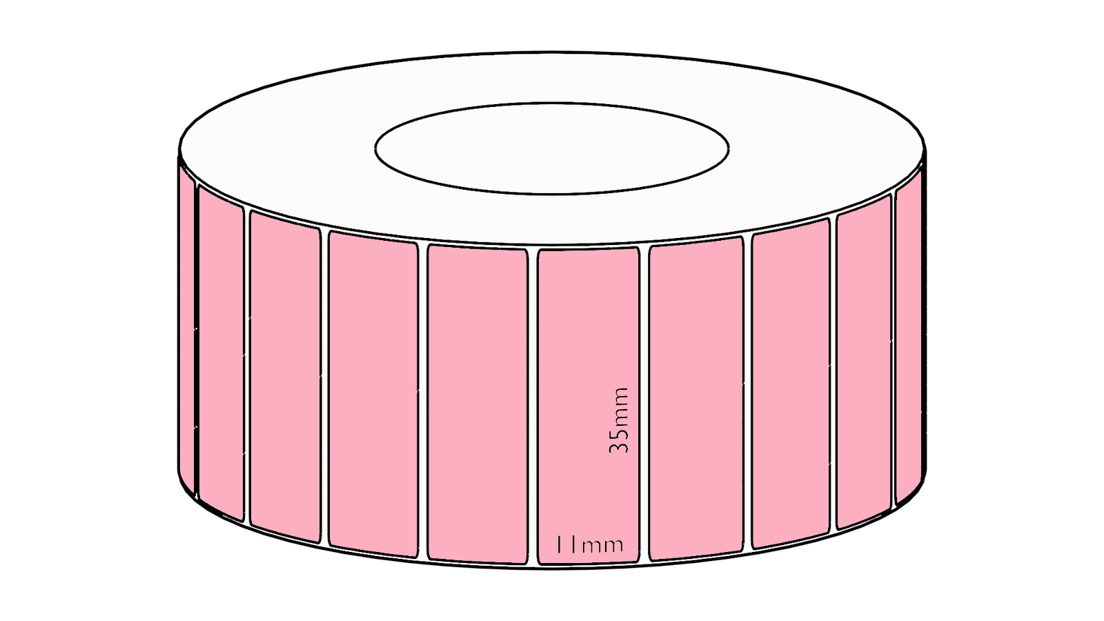35x11mm Pink Direct Thermal Permanent Label, 3550 per roll, 38mm core