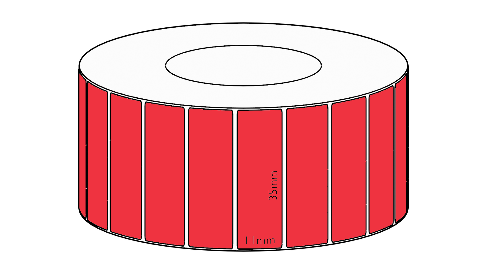 35x11mm Red Direct Thermal Permanent Label, 3550 per roll, 38mm core