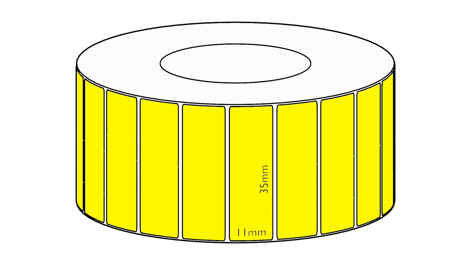 35x11mm Yellow Direct Thermal Permanent Label, 3550 per roll, 38mm core