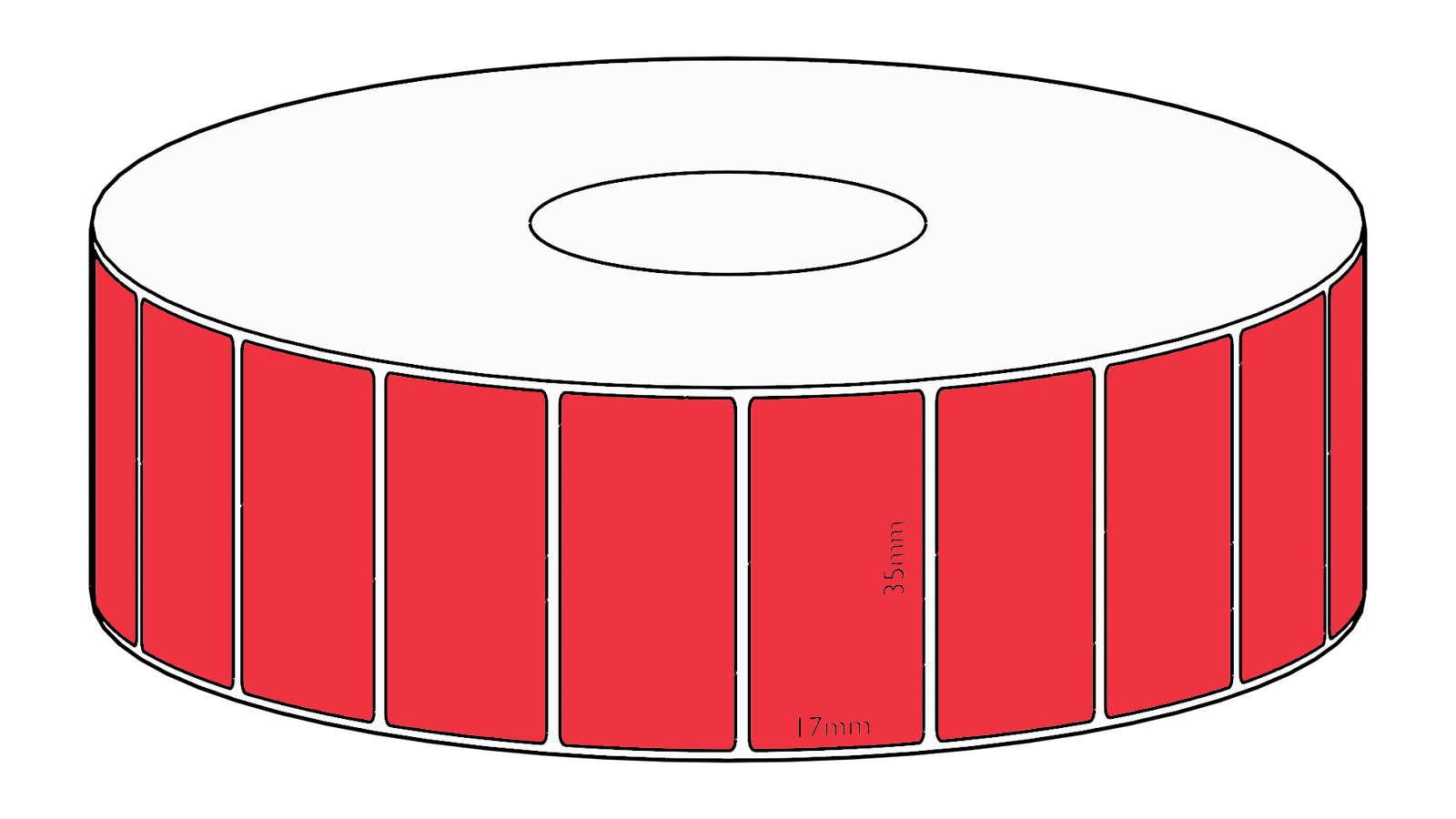 35x17mm Red Direct Thermal Permanent Label, 2500 per roll, 38mm core