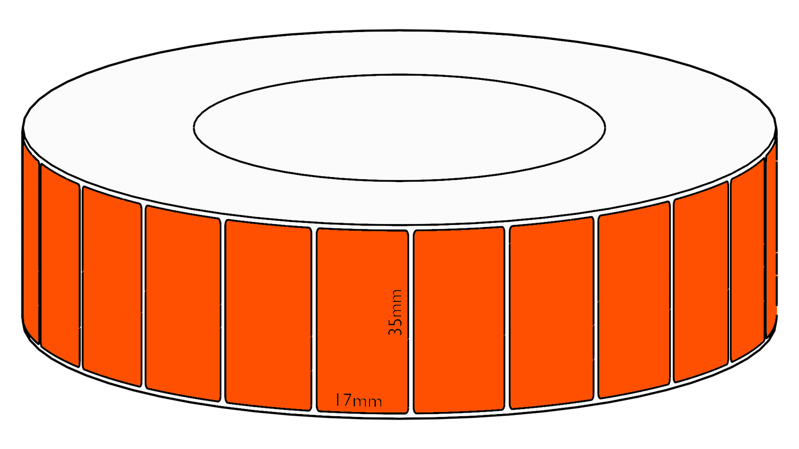 35x17mm Orange Direct Thermal Permanent Label, 7500 per roll, 76mm core