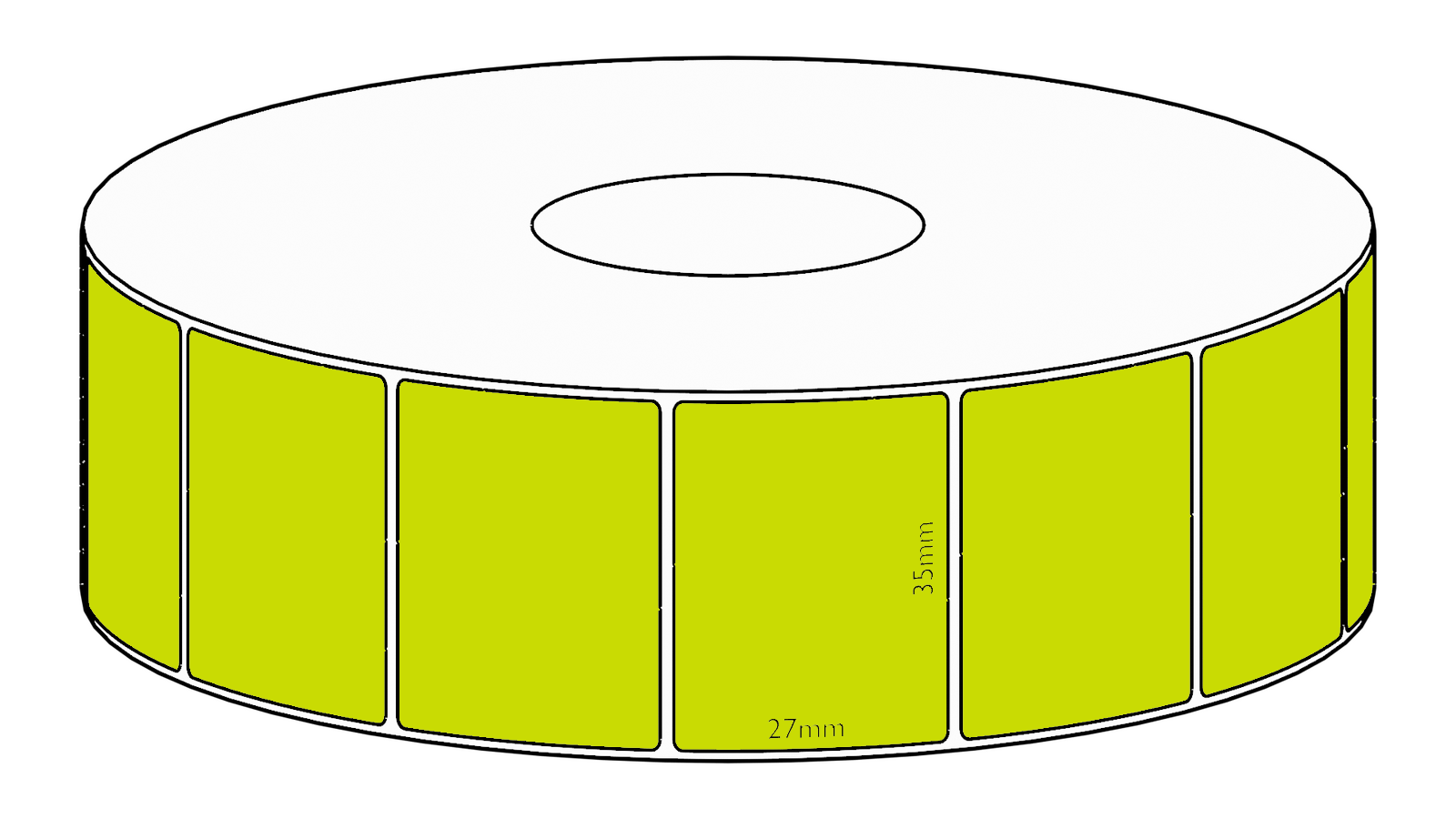 35x27mm Green Direct Thermal Permanent Label, 1650 per roll, 38mm core