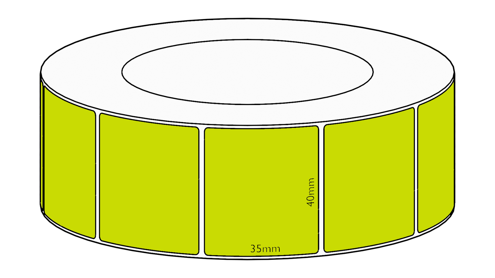 40x35mm Green Direct Thermal Permanent Label, 3950 per roll, 76mm core