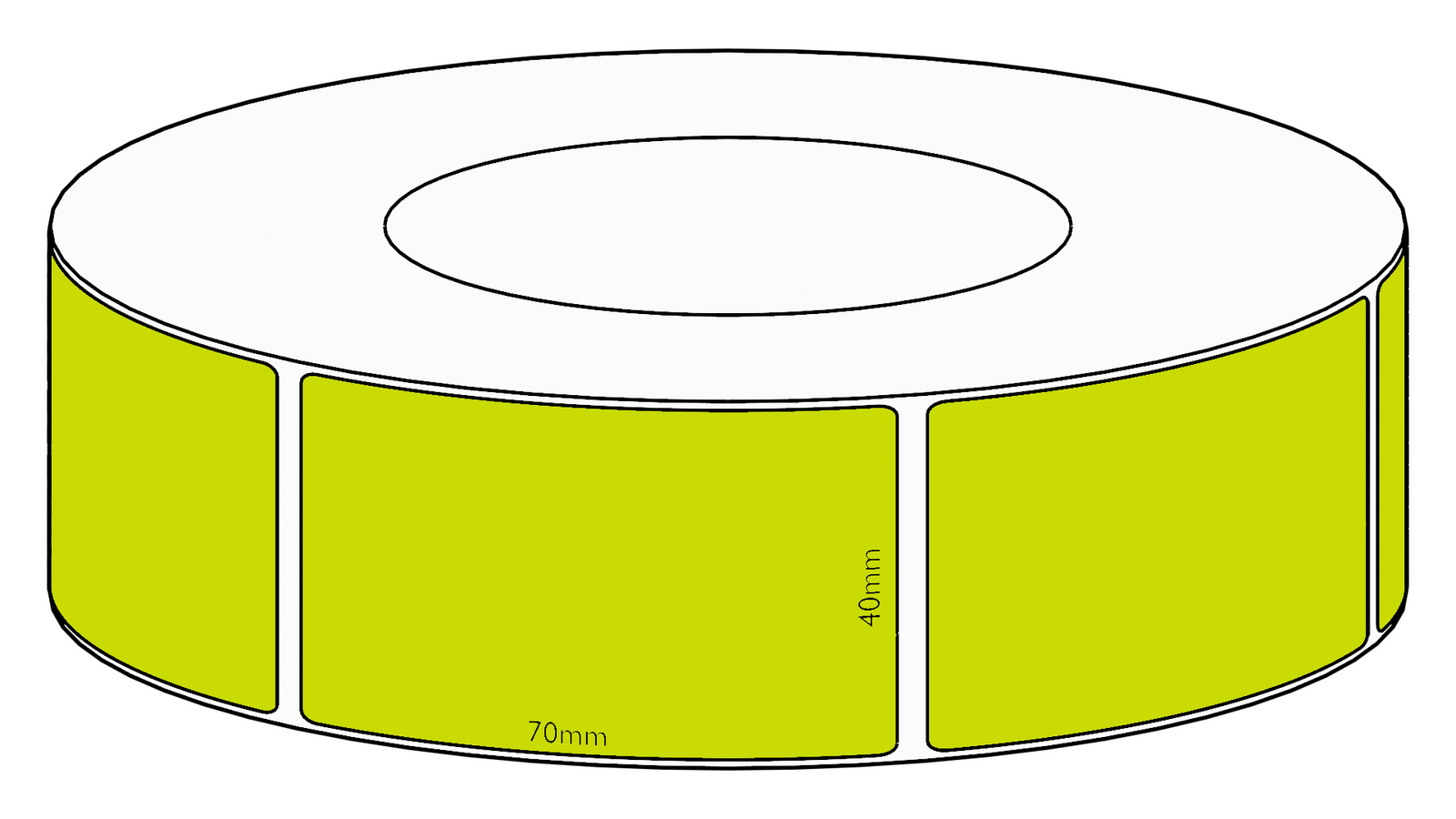40x70mm Green Direct Thermal Permanent Label, 2050 per roll, 76mm core