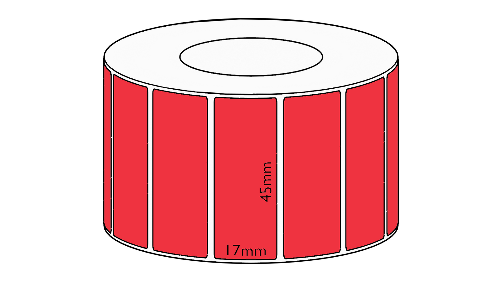 45x17mm Red Direct Thermal Permanent Label, 7500 per roll, 76mm core