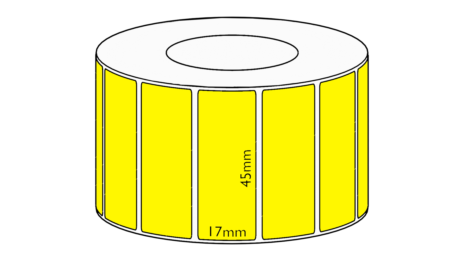 45x17mm Yellow Direct Thermal Permanent Label, 7500 per roll, 76mm core