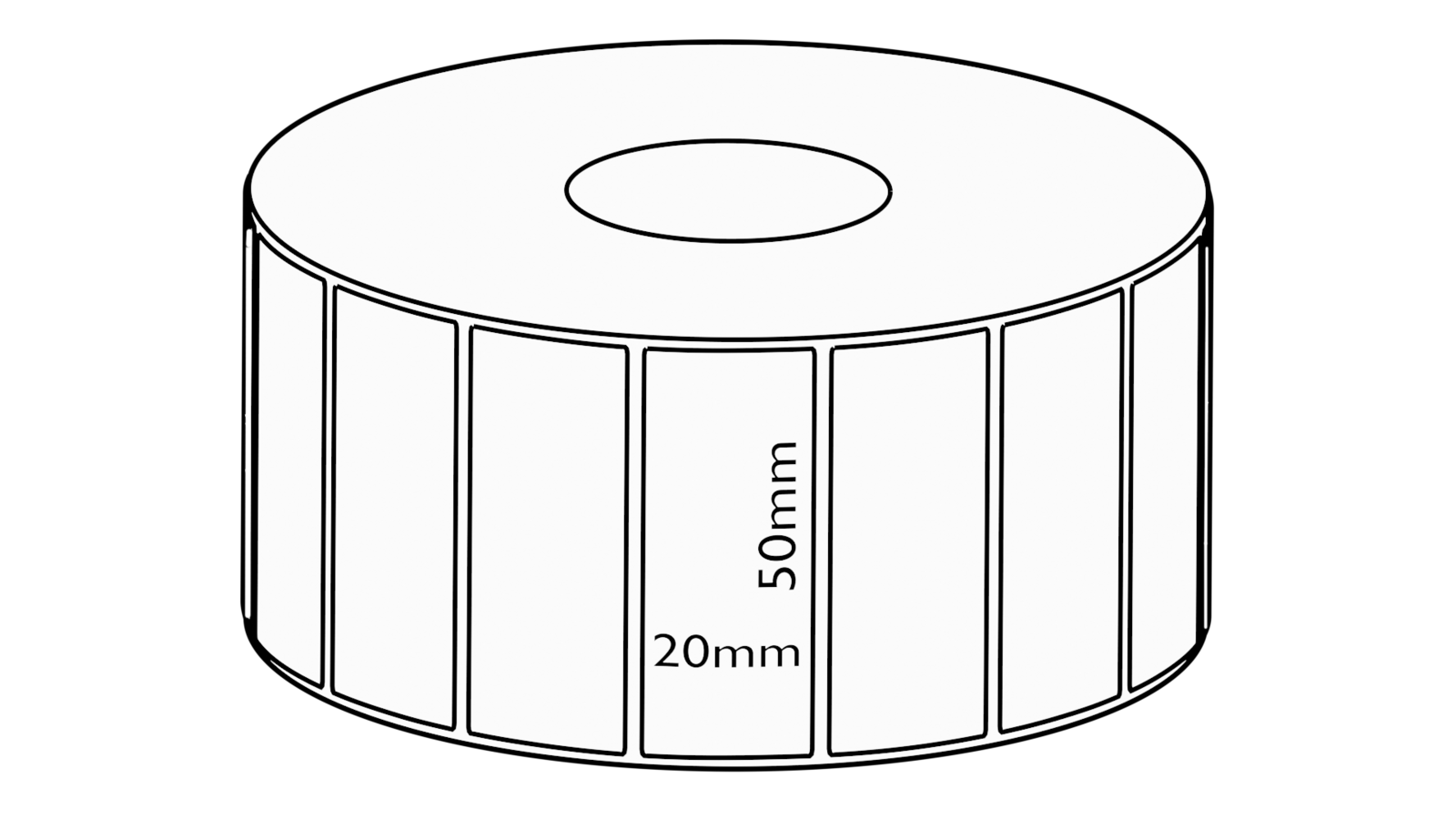 50x20mm Transfer Permanent Label, 2000 per roll, 38mm core