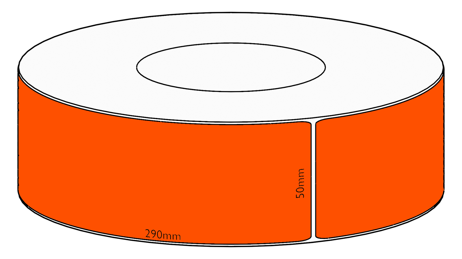 50x290mm Orange Direct Thermal Permanent Label, 500 per roll, 76mm core