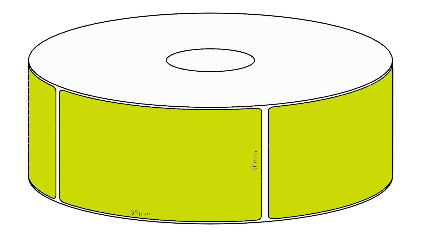 50x99mm Green Direct Thermal Permanent Label, 500 per roll, 38mm core