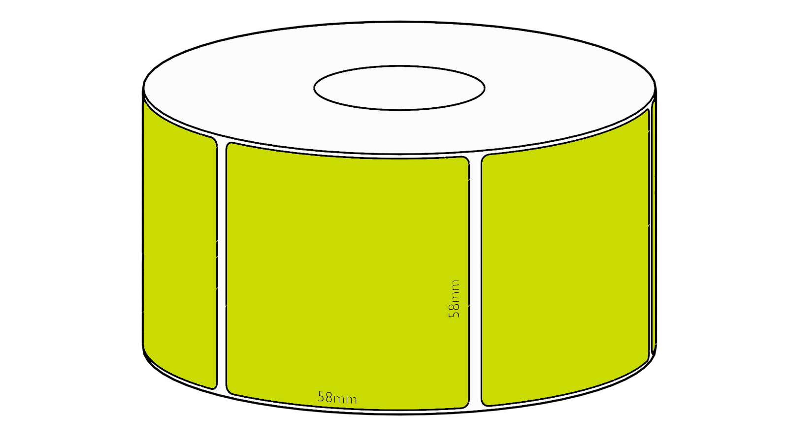 58x58mm Green Direct Thermal Permanent Label, 800 per roll, 38mm core