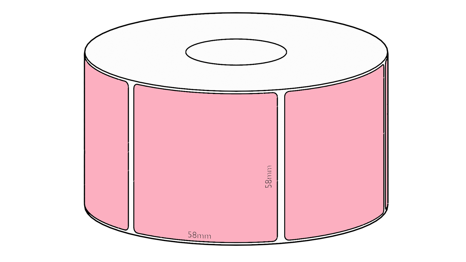 58x58mm Pink Direct Thermal Permanent Label, 800 per roll, 38mm core