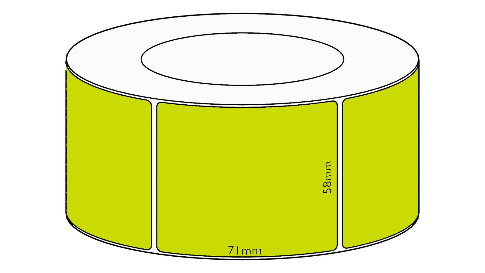 58x58mm Green Direct Thermal Permanent Label, 2450 per roll, 76mm core