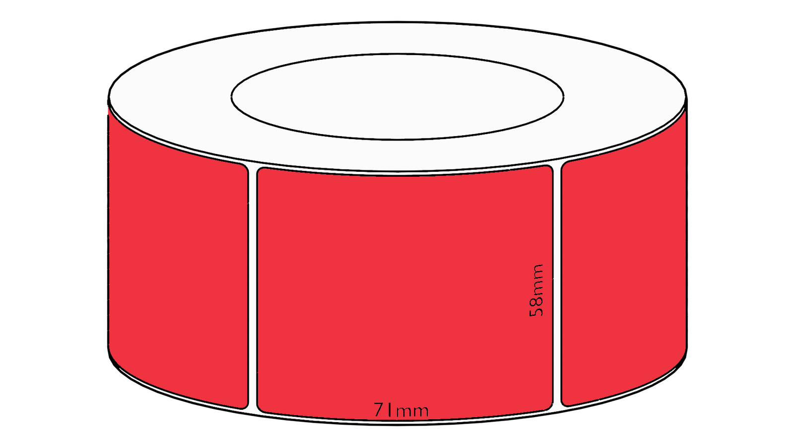 58x58mm Red Direct Thermal Permanent Label, 2450 per roll, 76mm core