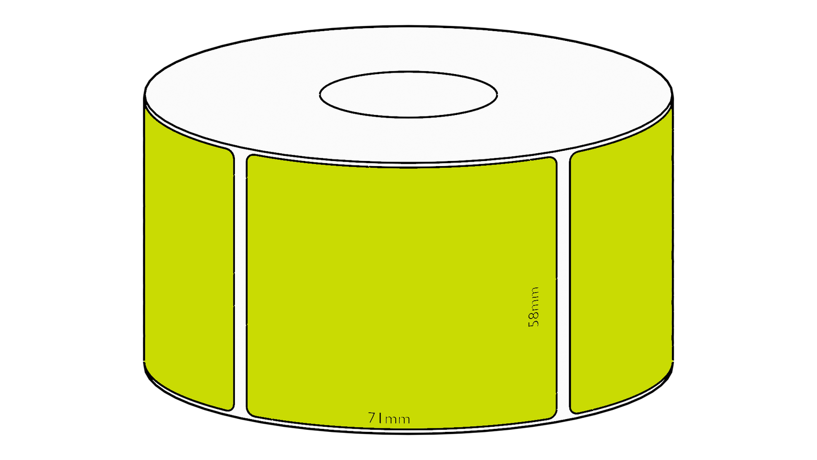 58x71mm Green Direct Thermal Permanent Label, 2050 per roll, 76mm core