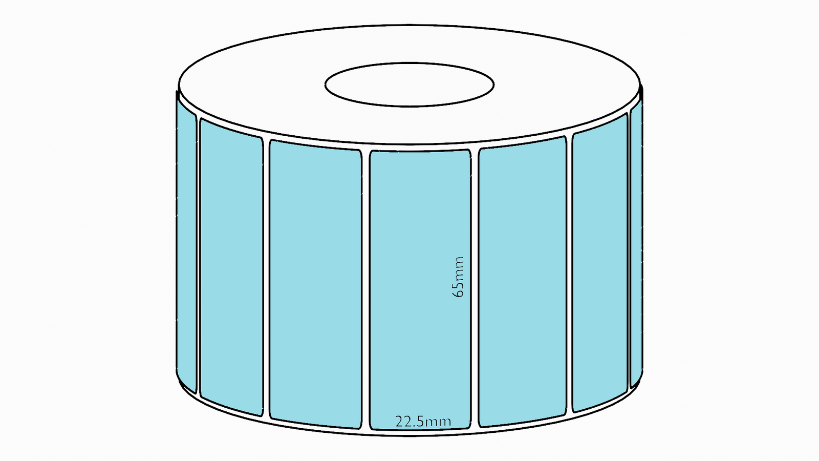 65x22.5mm Blue Direct Thermal Permanent Label, 5900 per roll, 76mm core