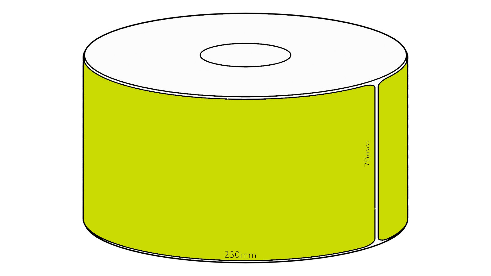 70x250mm Green Direct Thermal Permanent Label, 200 per roll, 38mm core