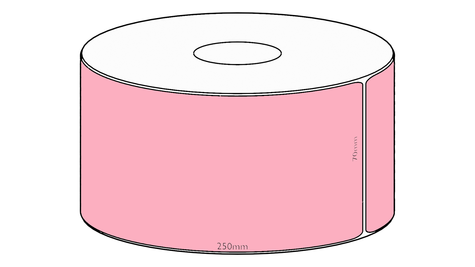 70x250mm Pink Direct Thermal Permanent Label, 200 per roll, 38mm core