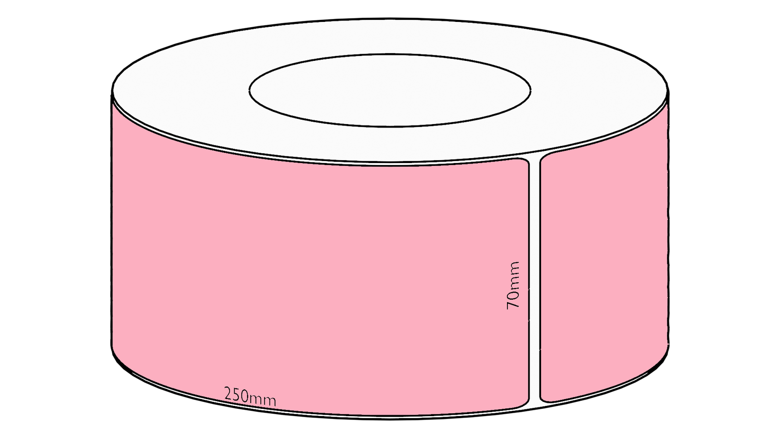70x250mm Pink Direct Thermal Permanent Label, 600 per roll, 76mm core