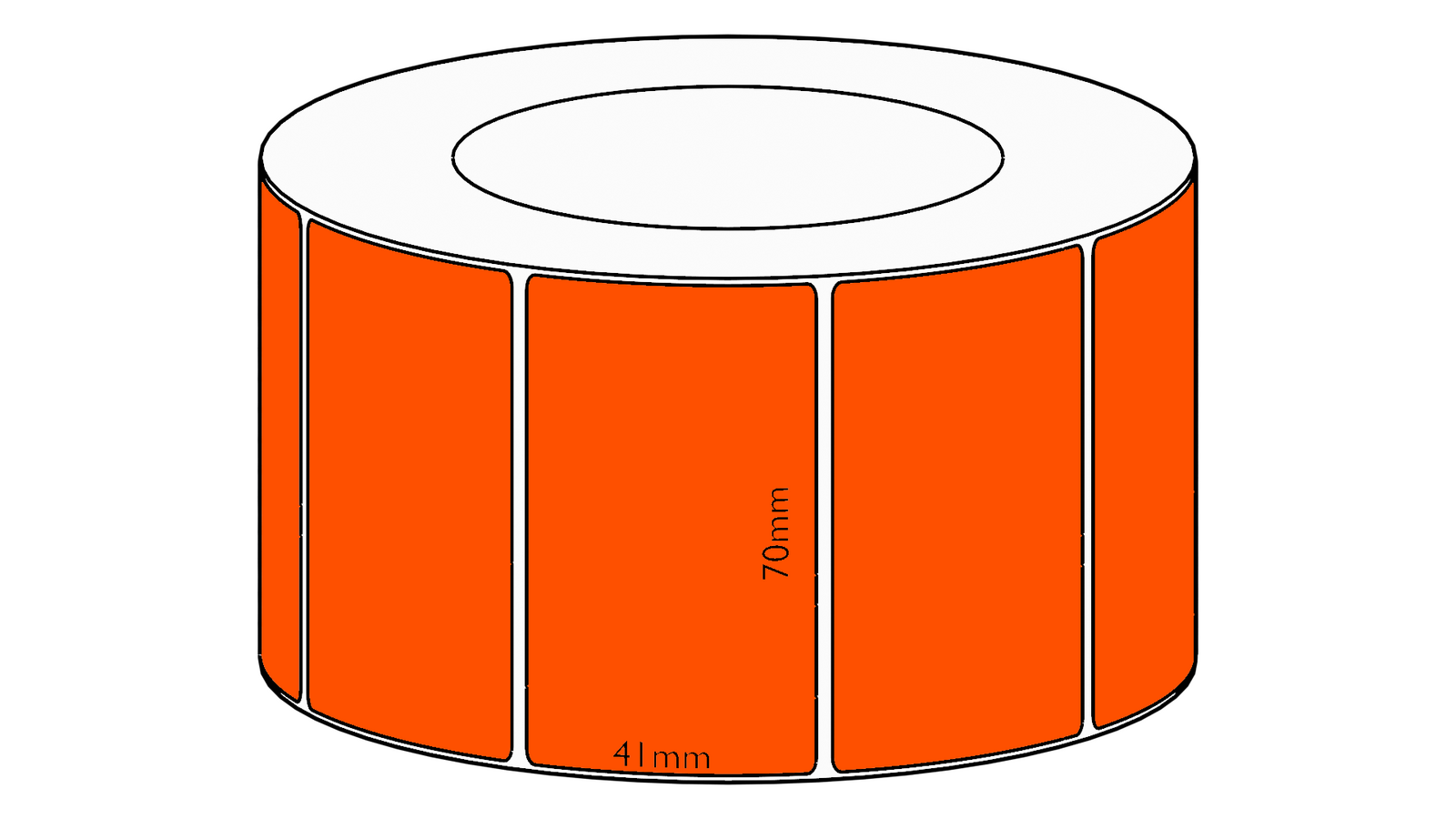 70x41mm Orange Direct Thermal Permanent Label, 3400 per roll, 76mm core