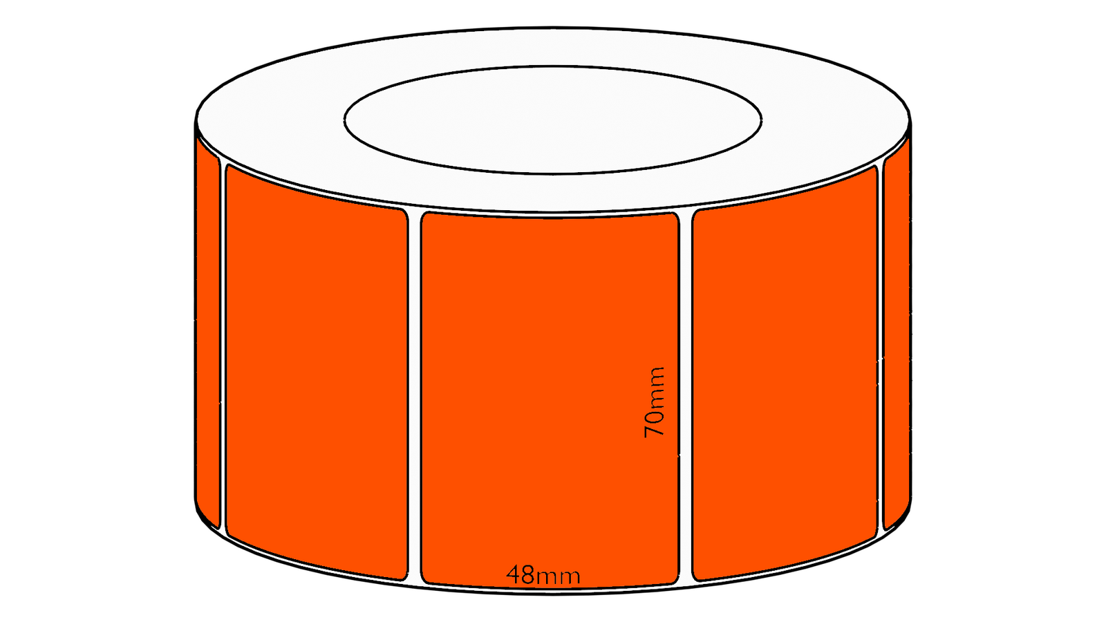 70x48mm Orange Direct Thermal Permanent Label, 2950 per roll, 76mm core