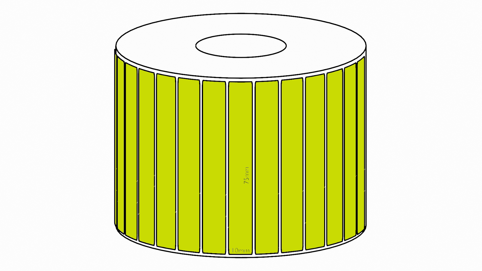 75x10mm Green Direct Thermal Permanent Label, 3850 per roll, 38mm core