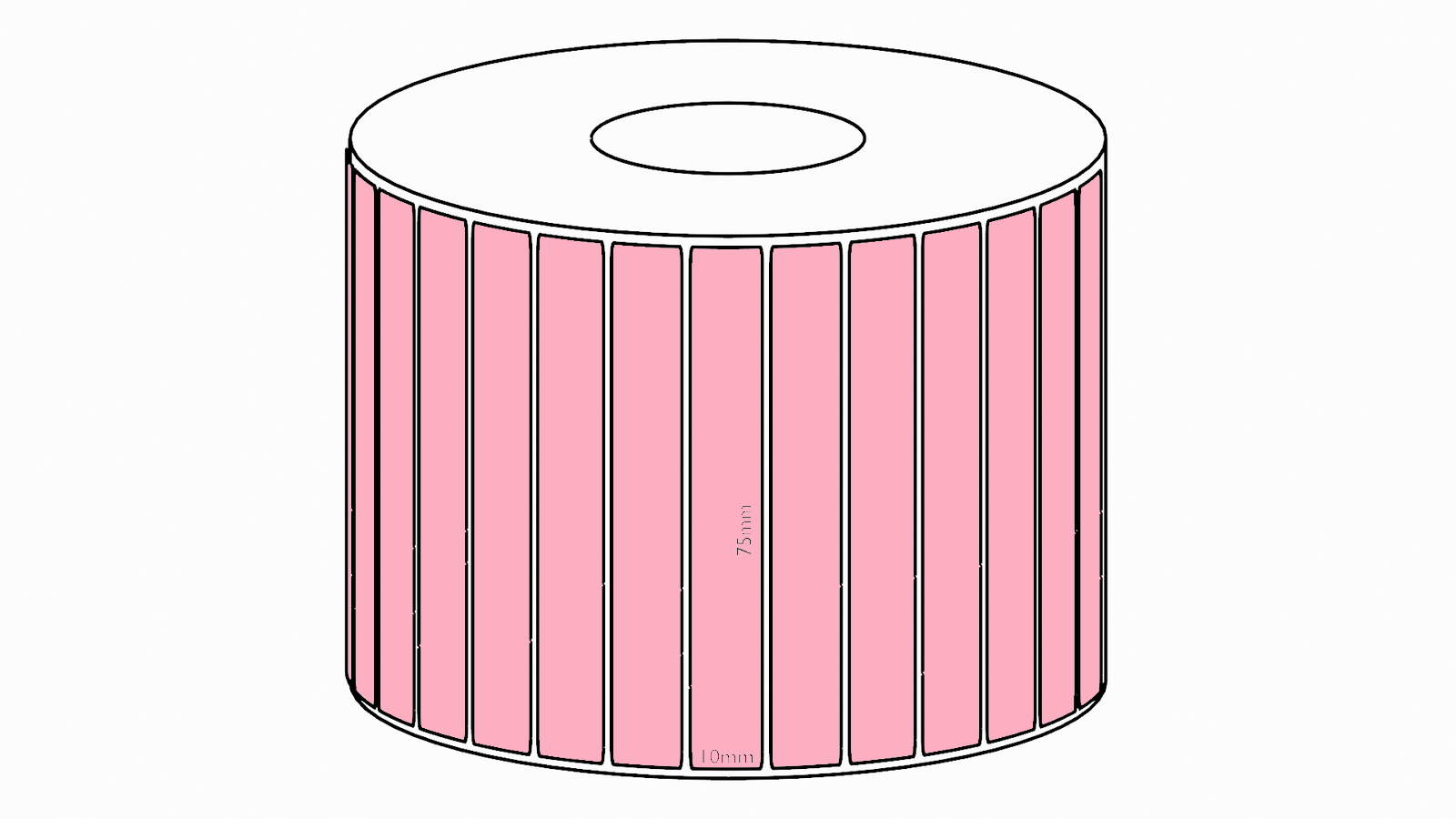 75x10mm Pink Direct Thermal Permanent Label, 3850 per roll, 38mm core