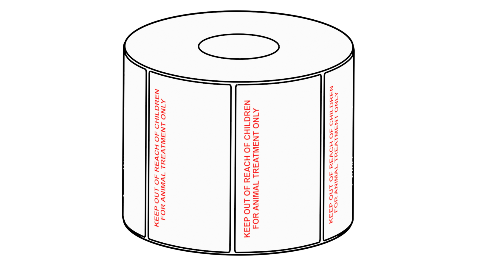 75 x 40mm Animal Treatment Only Label, 1000 per roll, 38mm core