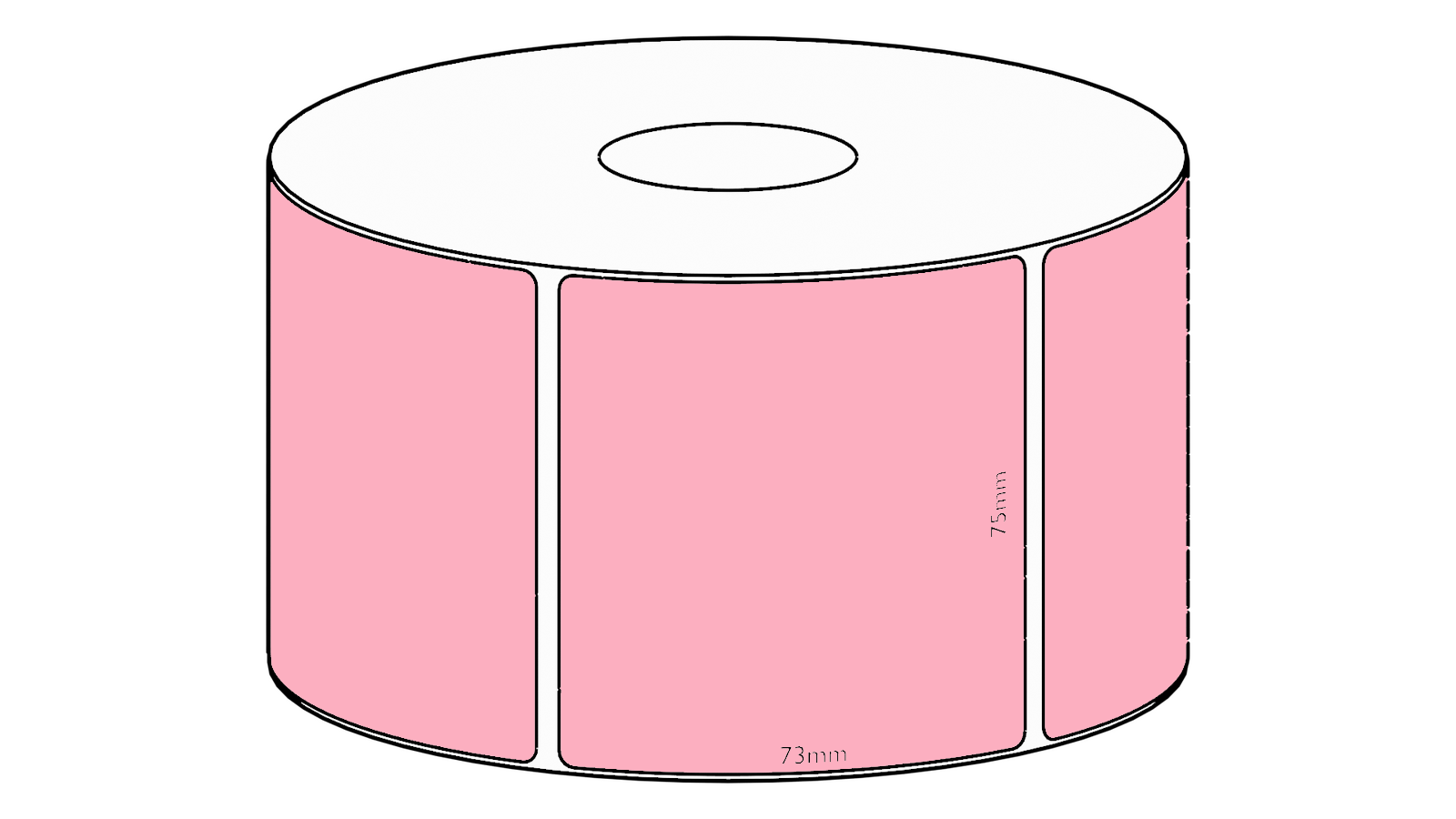 75x73mm Pink Direct Thermal Permanent Label, 650 per roll, 38mm core