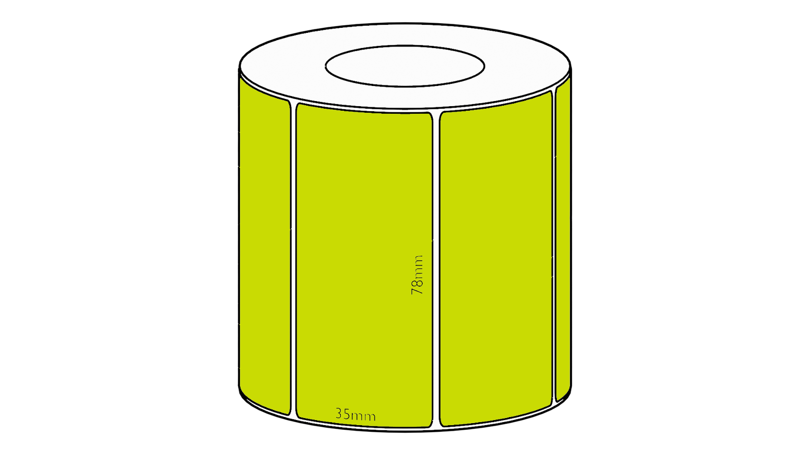 78x35mm Green Direct Thermal Permanent Label, 1300 per roll, 38mm core
