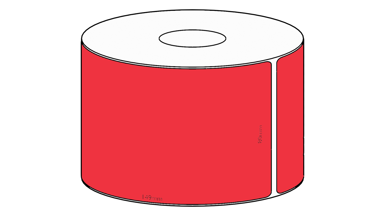 80x149mm Red Direct Thermal Permanent Label, 350 per roll, 38mm core