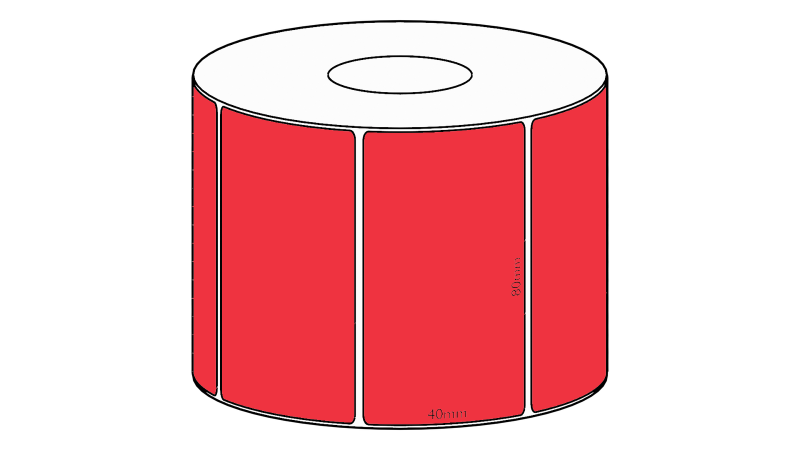 80x45mm Red Direct Thermal Permanent Label, 1050 per roll, 38mm core