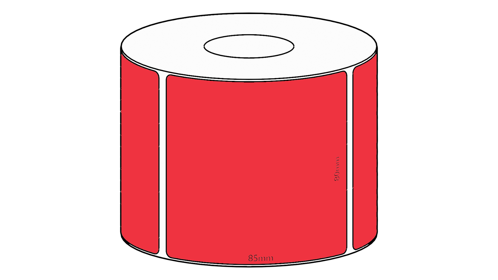 80x85mm Red Direct Thermal Permanent Label, 550 per roll, 38mm core