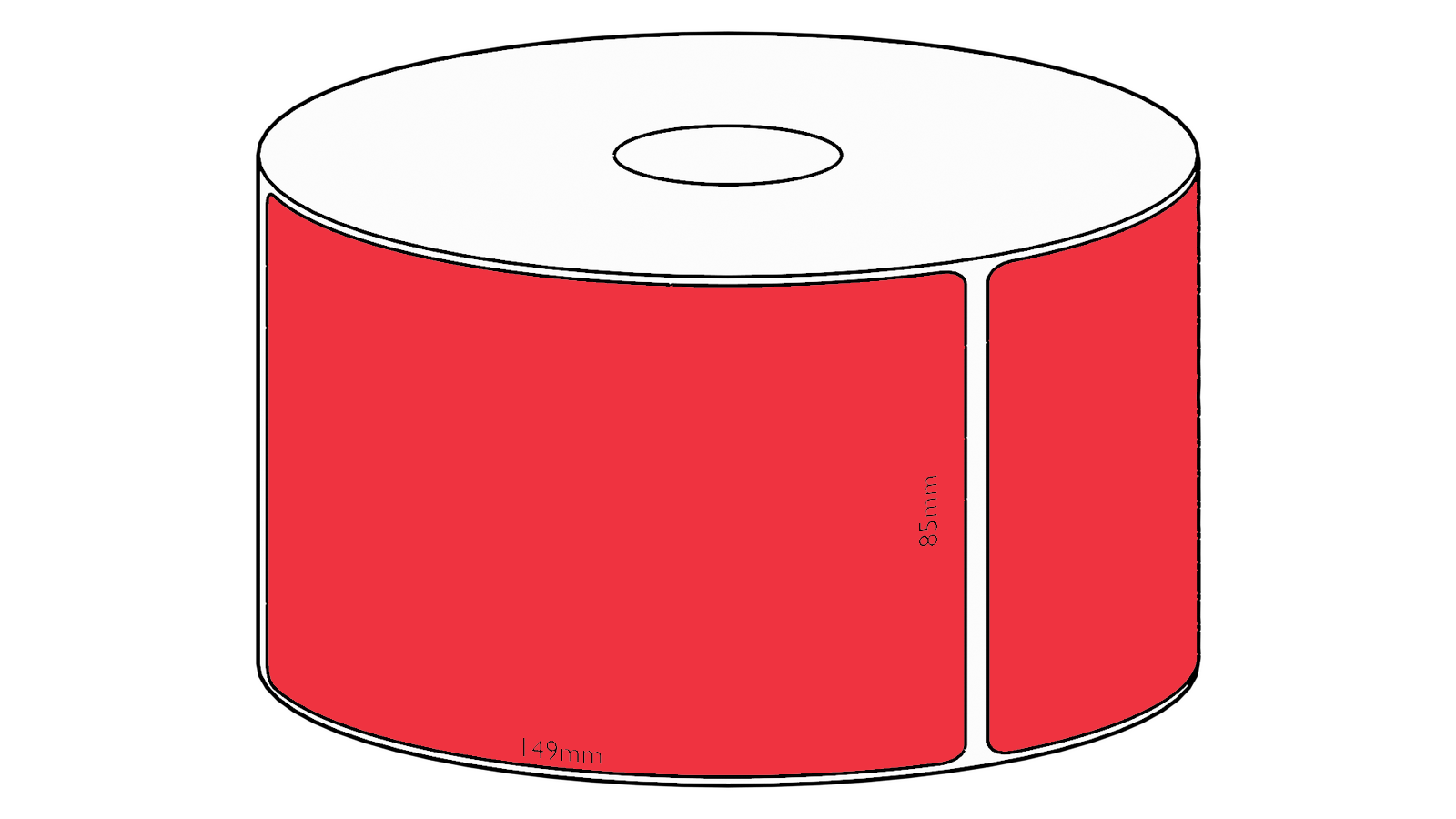 85x149mm Red Direct Thermal Permanent Label, 350 per roll, 38mm core